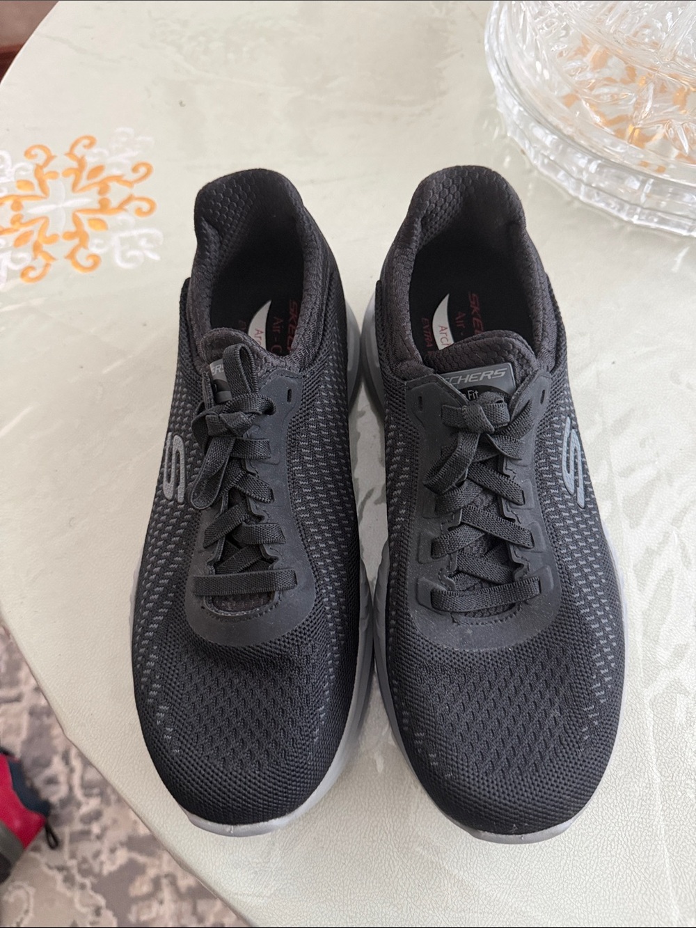 Skechers Men’s Black Knit Lace-Up Athletic Sneakers